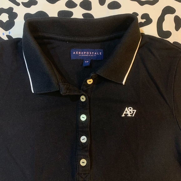 Aeropostale Black Polo T-shirt - Picture 3 of 5